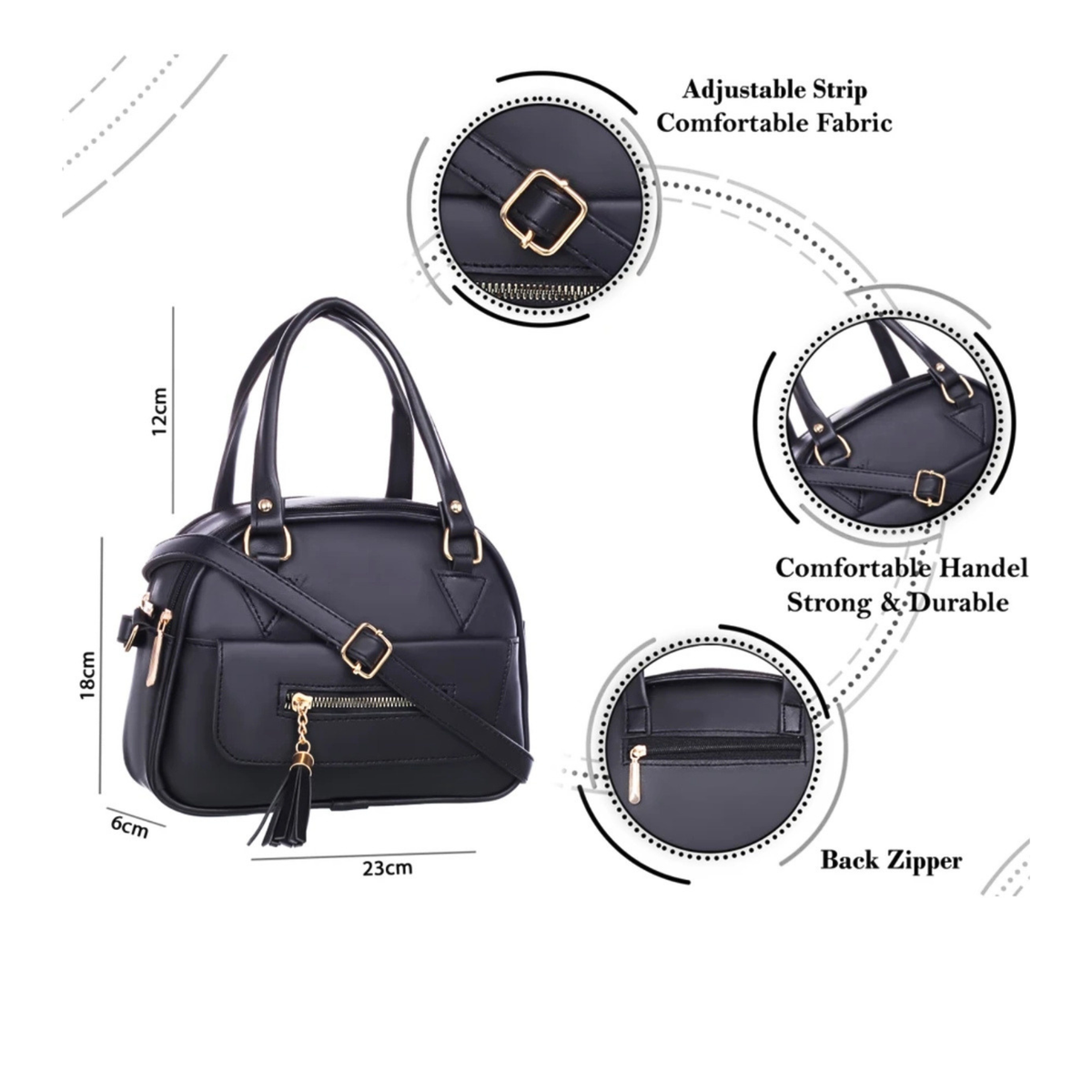Graceful Tassel-Accented Structured Handbag