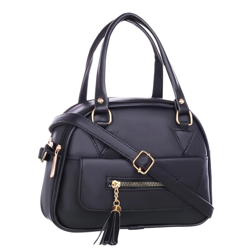 Graceful Tassel-Accented Structured Handbag