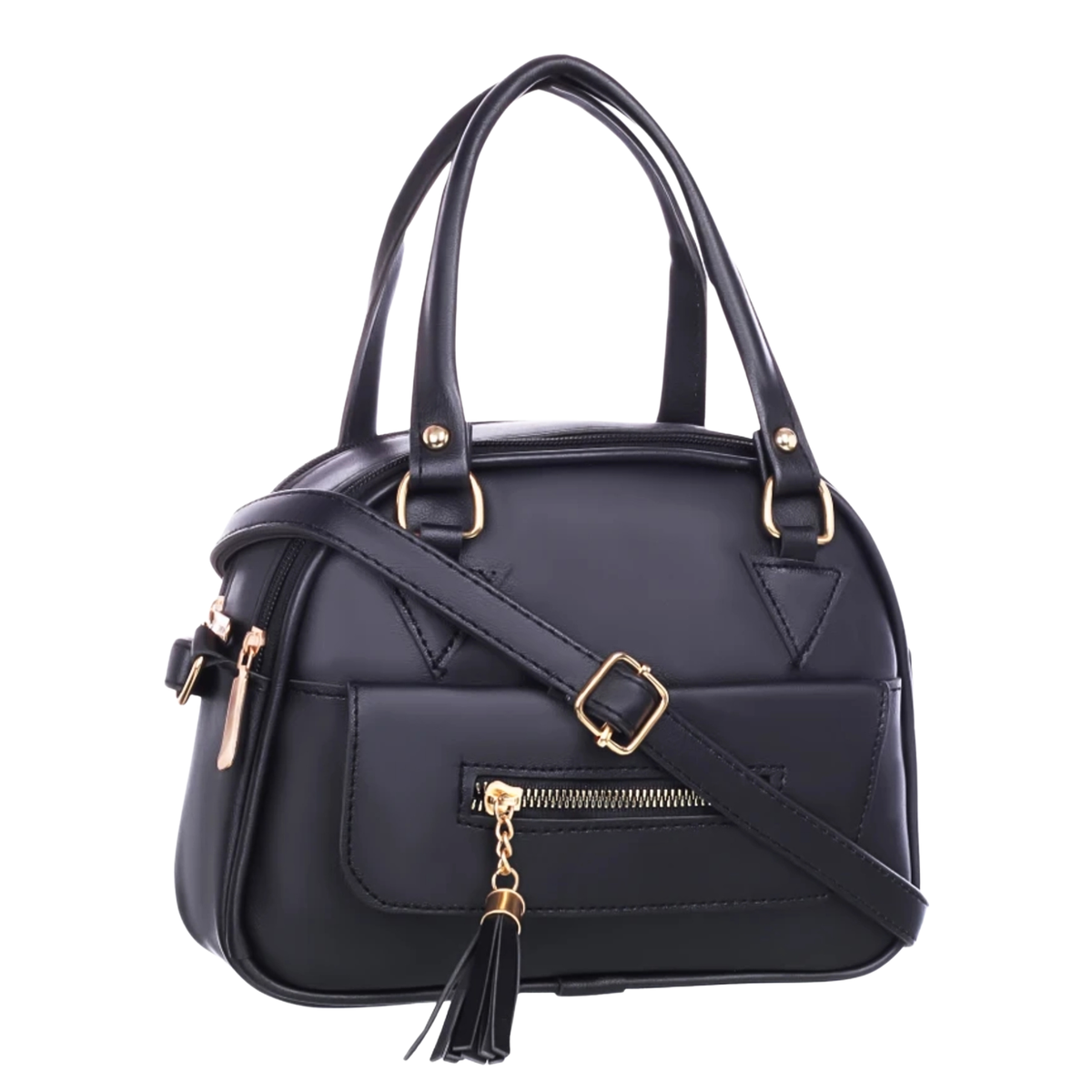 Graceful Tassel-Accented Structured Handbag